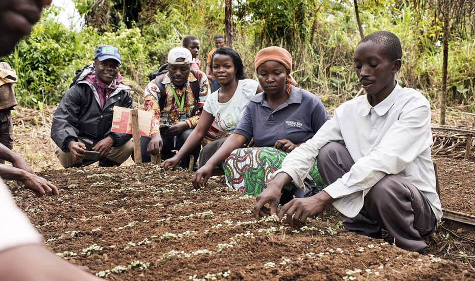 Teilnehmer/innen einer Welthungerhilfe-Schulung zu Gemüseanbau-Methoden