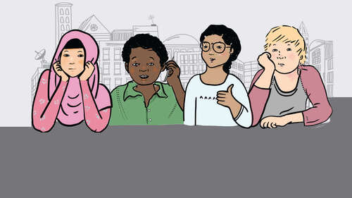 Die 4 Freunde Amina, Oliver, Tara und Akachi sind die 4 Protagonisten des Coronavirus Comics. 