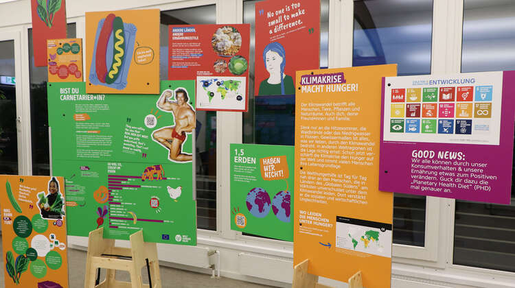 Klima-Wanderausstellung: Themengebiet Ernährung Info-Poster rund ums Thema Ernährung