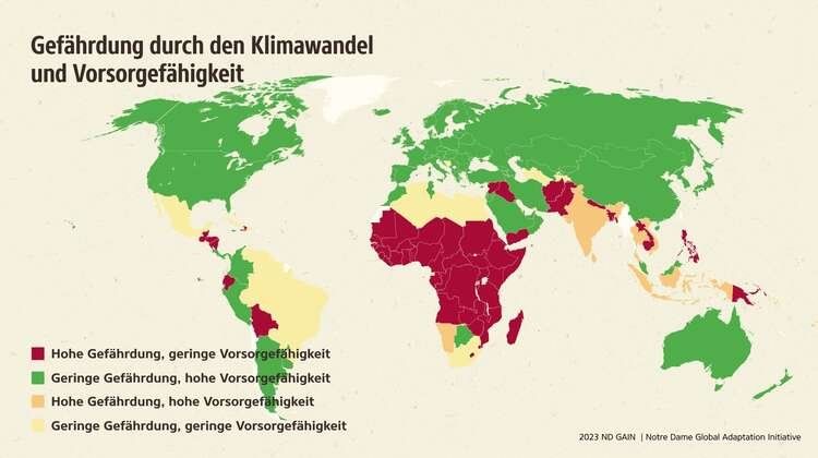 Gefährdung von Staaten durch den Klimawandel und ihre Vorsorgefähigkeit Grafik: Gefährdung von Staaten durch den Klimawandel und ihre Vorsorgefähigkeit