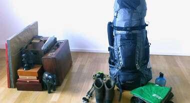 Der gepackte Rucksack steht im Zimmer von Ronny Lasner 