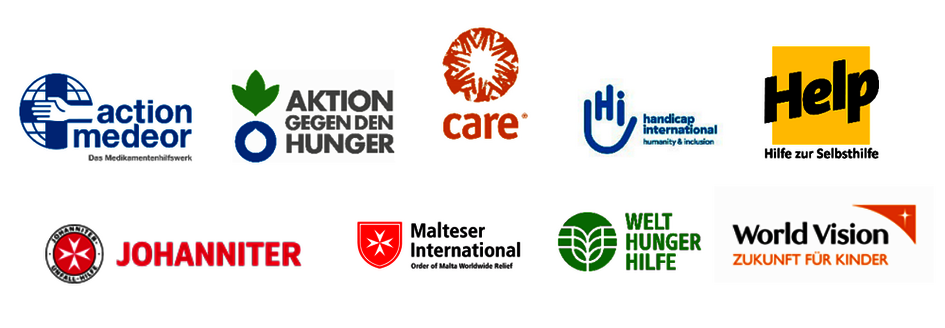 Logo-Collage unterzeichnender Hilfsorganisationen
