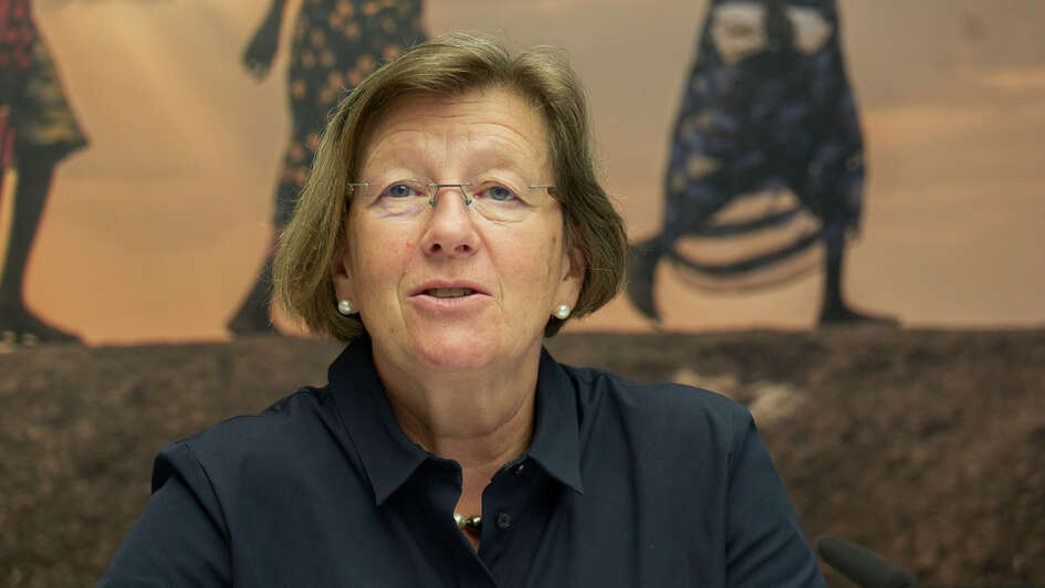 Marlehn Thieme, Präsidentin der Welthungerhilfe stellt den Jahresbericht 2018 vor.