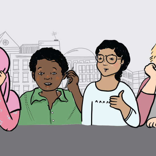 Vier gezeichnete Kinder.