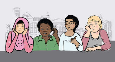 Vier gezeichnete Kinder.