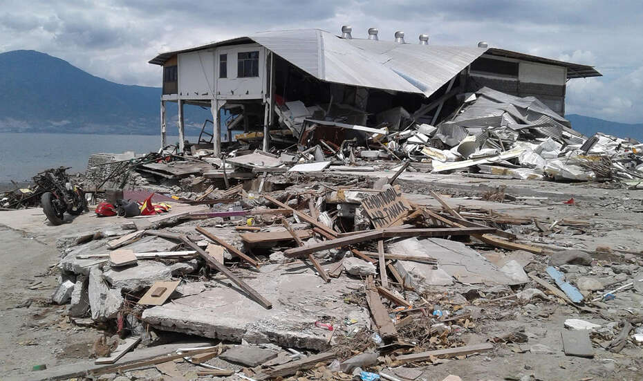 Ein zerstörtes Haus.