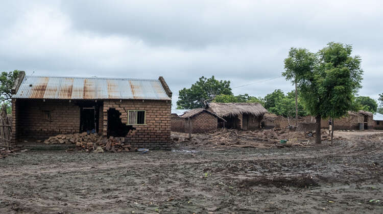 Ein zerstörtes Haus.