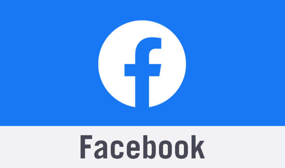 Facebook-Logo ("f"), darunter steht "Facebook"