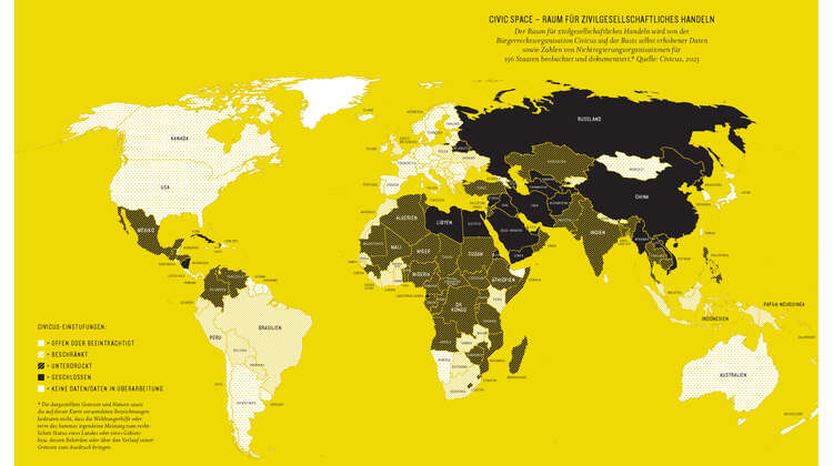 Grafik aus dem Kompass2023: Civic Space – Raum für zivilgesellschaftliches Handeln