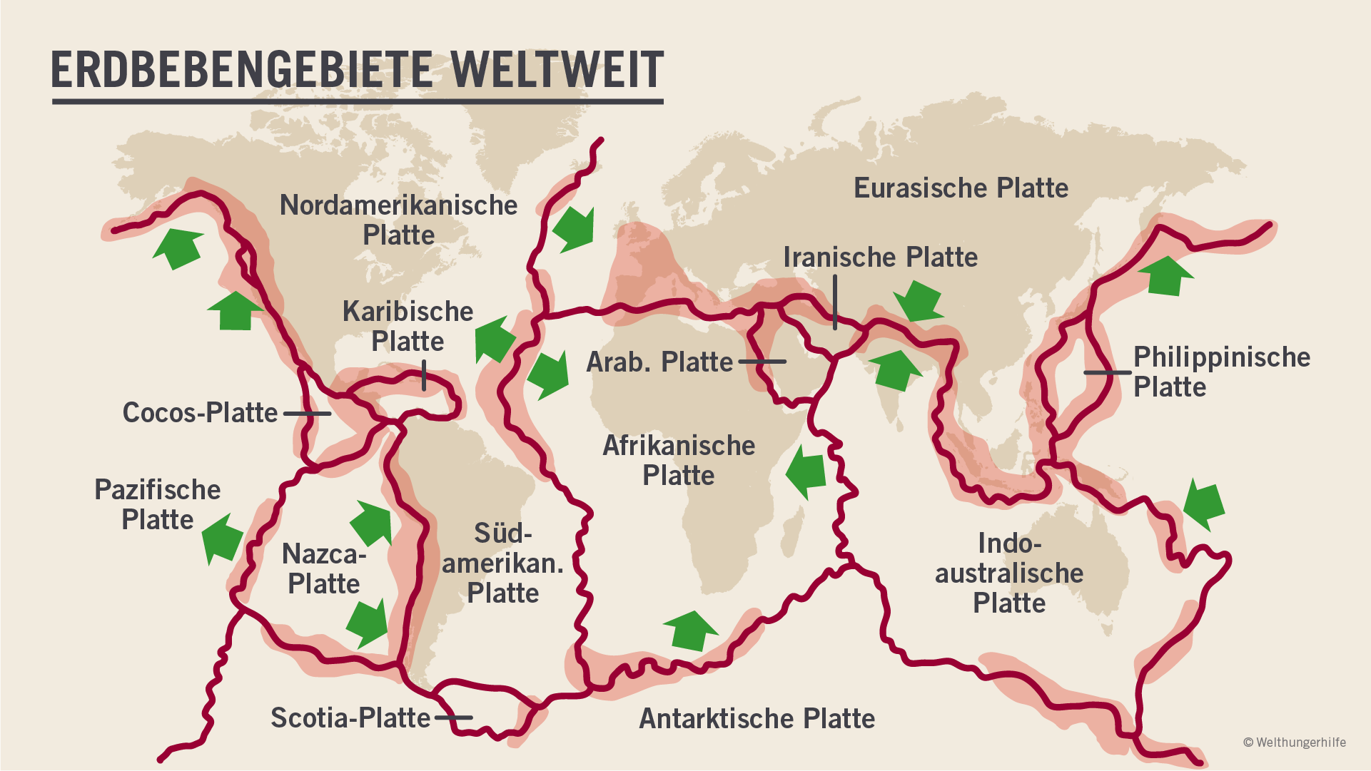 Infografik Erdbebengebiete weltweit, 2020.