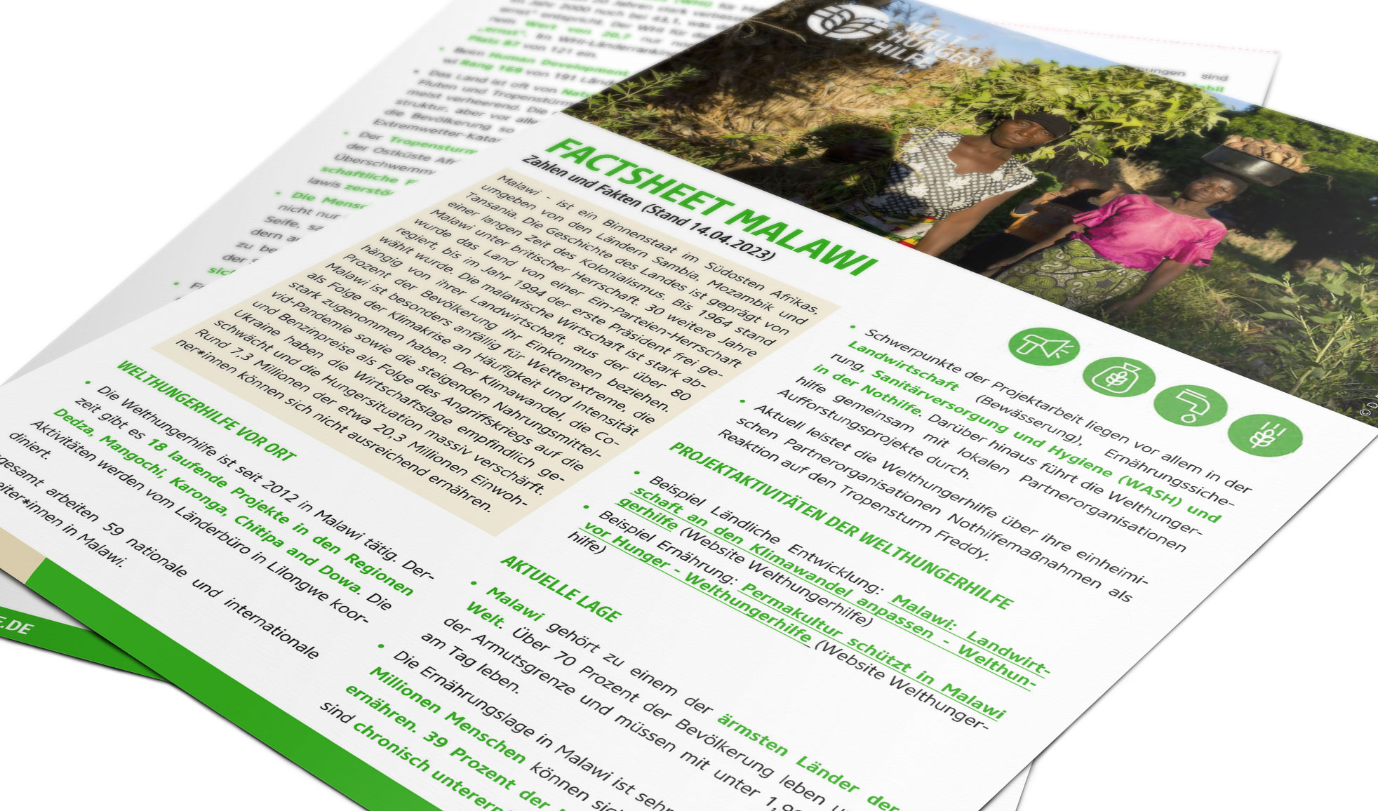 Vorschaubild des Factsheets zur Arbeit der Welthungerhilfe in Malawi.