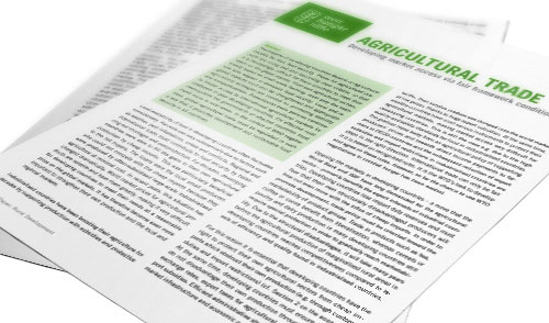 Titel page of the position paper on rural development: Agricultural trade