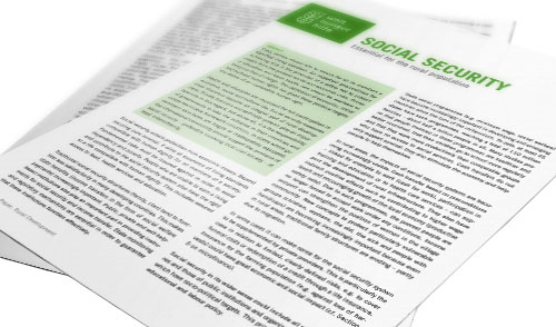 Title page of the position paper on rural development: Social security