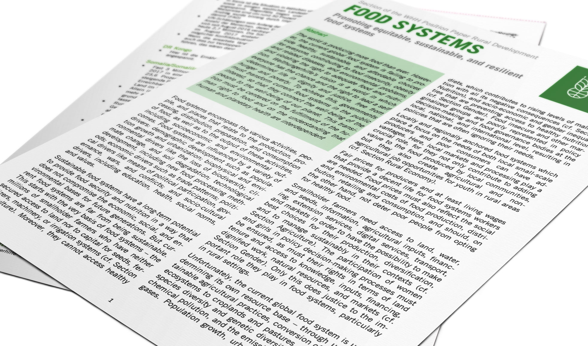 Cover image of the Position paper rural development - food systems